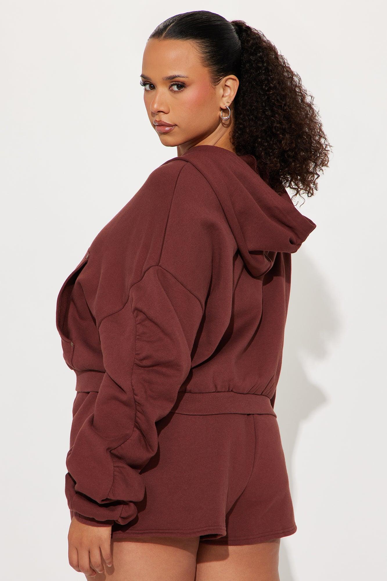 Cozy Fleece Boxer Short Set - Brown Product Image