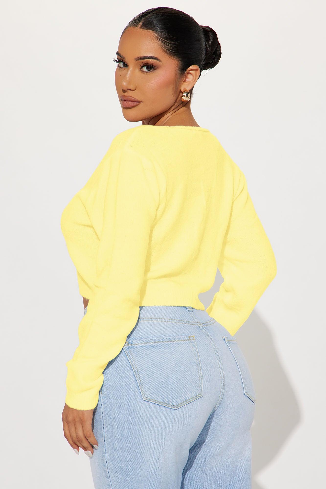 Albyn Cropped Cardigan Sweater - Yellow Female Product Image