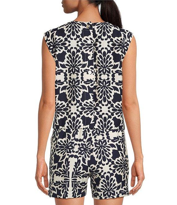 Skies Are Blue Printed Crew Neck Sleeveless Coordinating Top Product Image