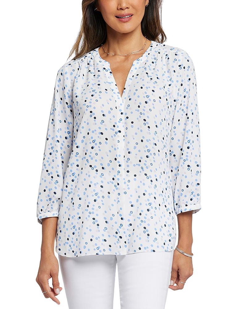 Nydj Three Quarter Sleeve Printed Pintucked Back Blouse Product Image