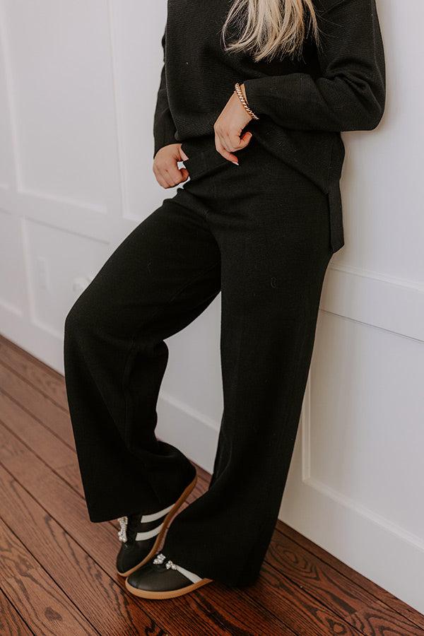 Small Town Bistro High Waist Knit Pants in Black Product Image