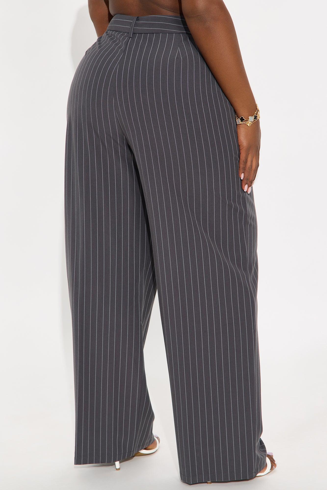 Angie Pinstripe Trouser - Charcoal Female Product Image