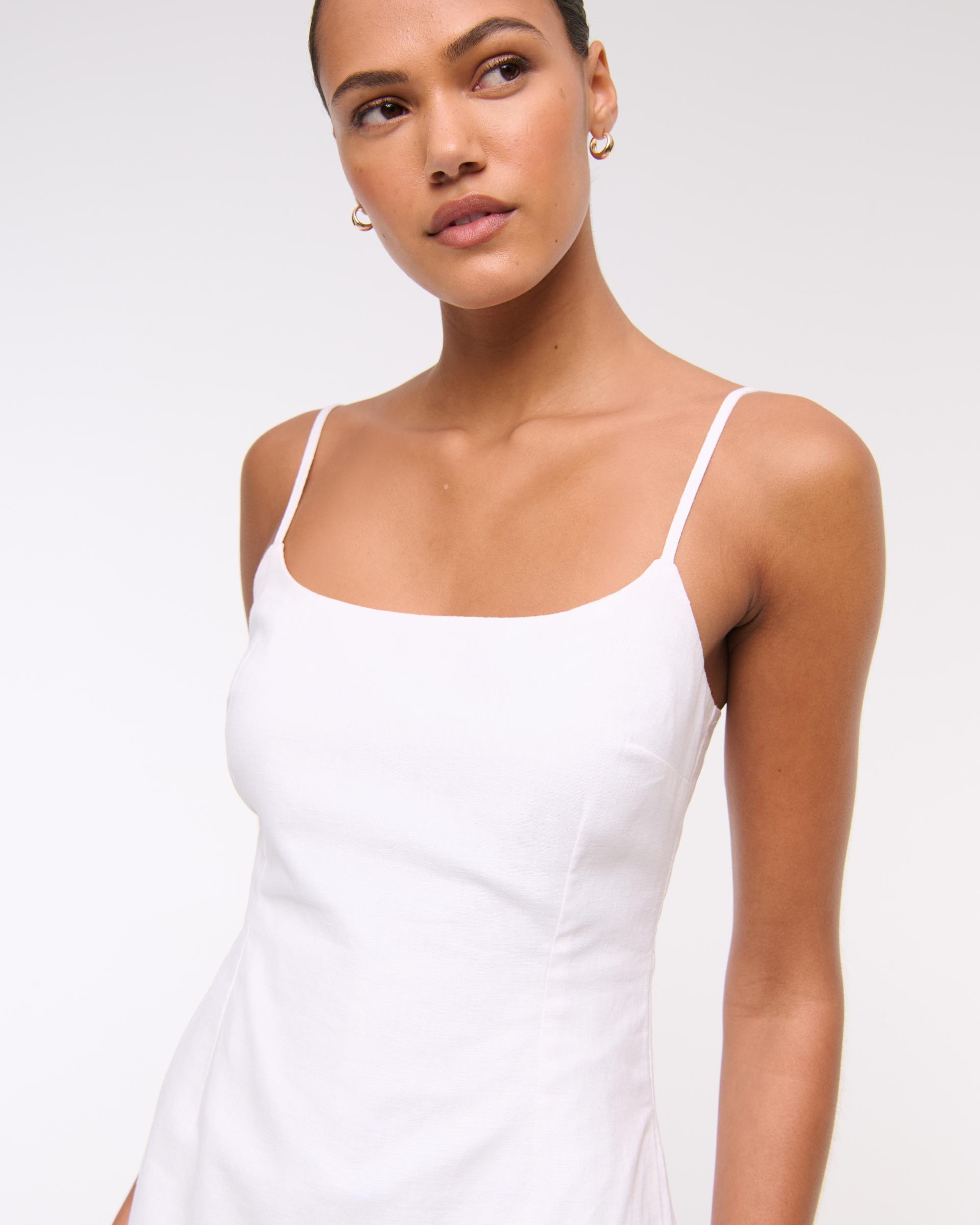 Scoopneck Linen-Blend Micro Skort Product Image