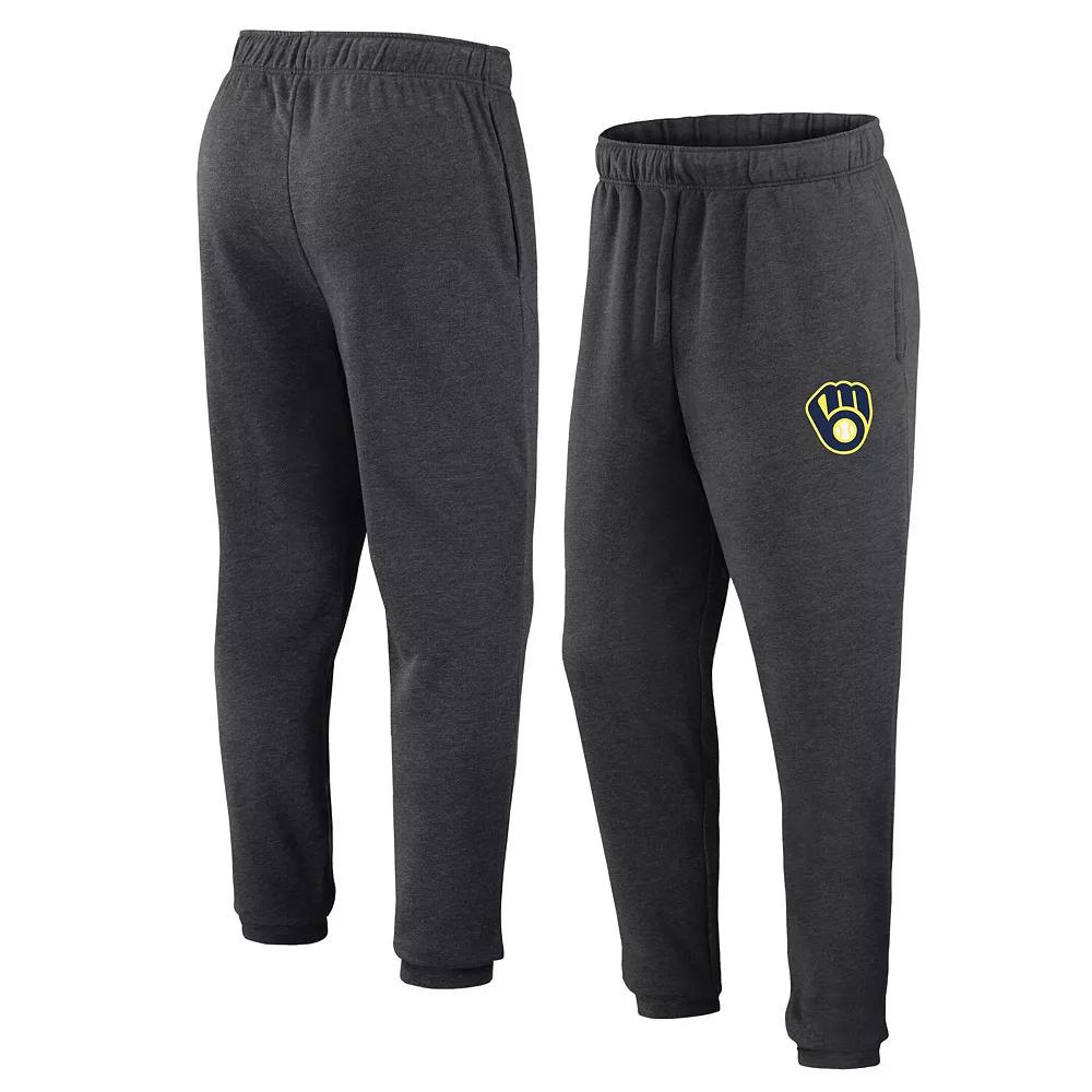 Mens Fanatics Heather Charcoal Milwaukee Brewers Fleece Jogger Pants Product Image