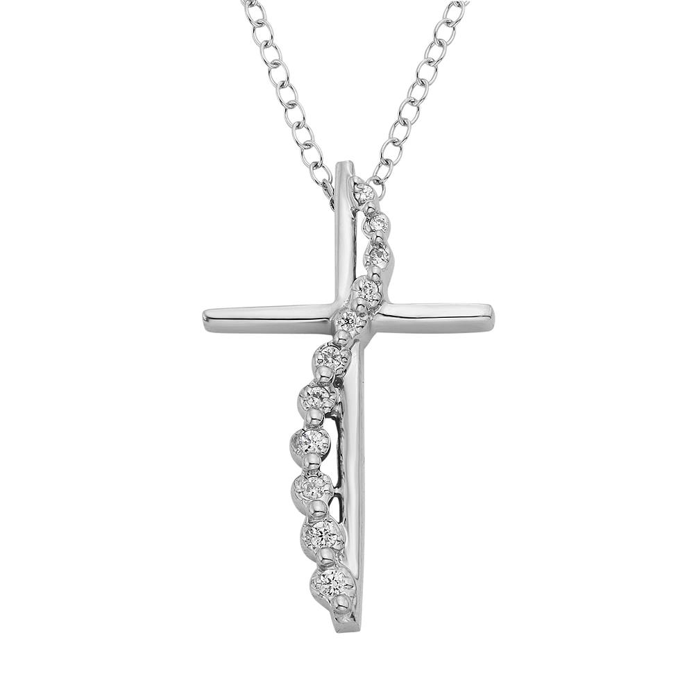 1/10 Carat T.W. Diamond 14k White Gold Cross Pendant Necklace, Women's, Size: 18" Product Image