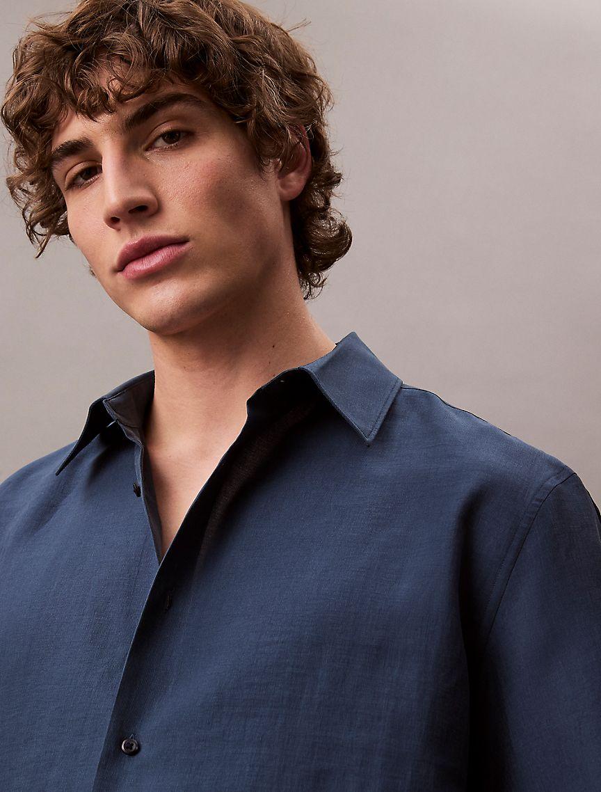 Lyocell Blend Relaxed Button-Down Shirt Product Image