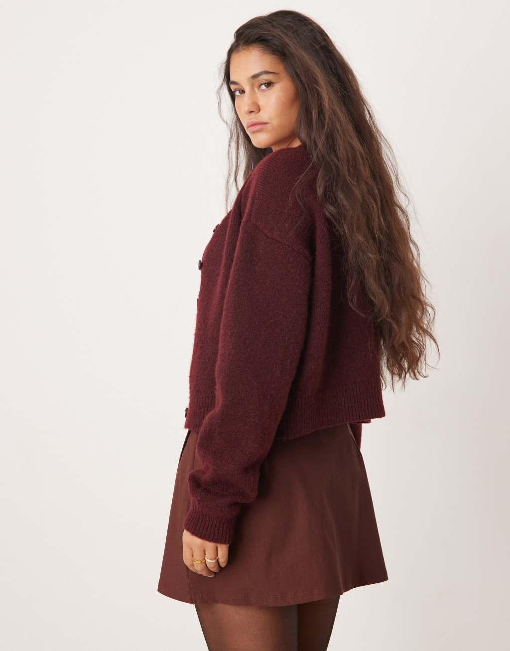 Miss Selfridge bengaline wrap mini skort in chocolate Product Image