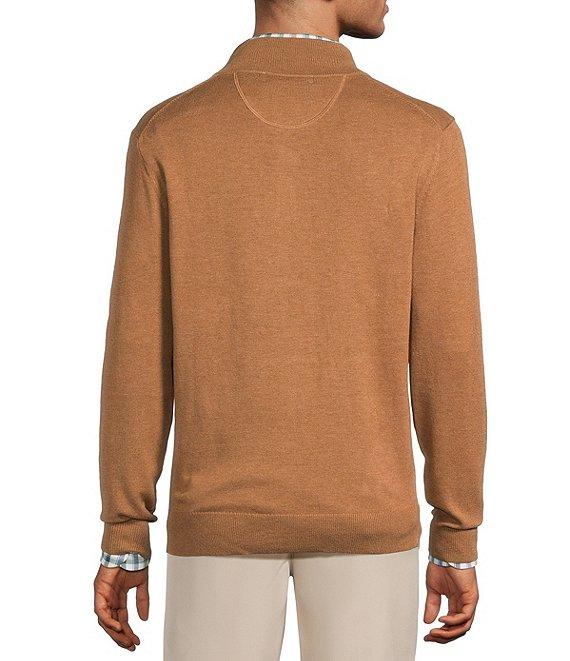 Roundtree & Yorke Long Sleeve Solid Button Mock Sweater Product Image