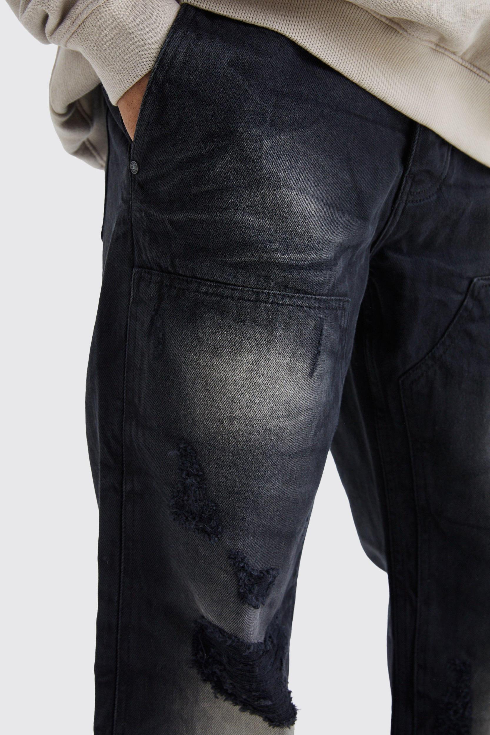 Relaxed Rigid Dirty Wash Carpenter Jeans | boohooMAN USA Product Image