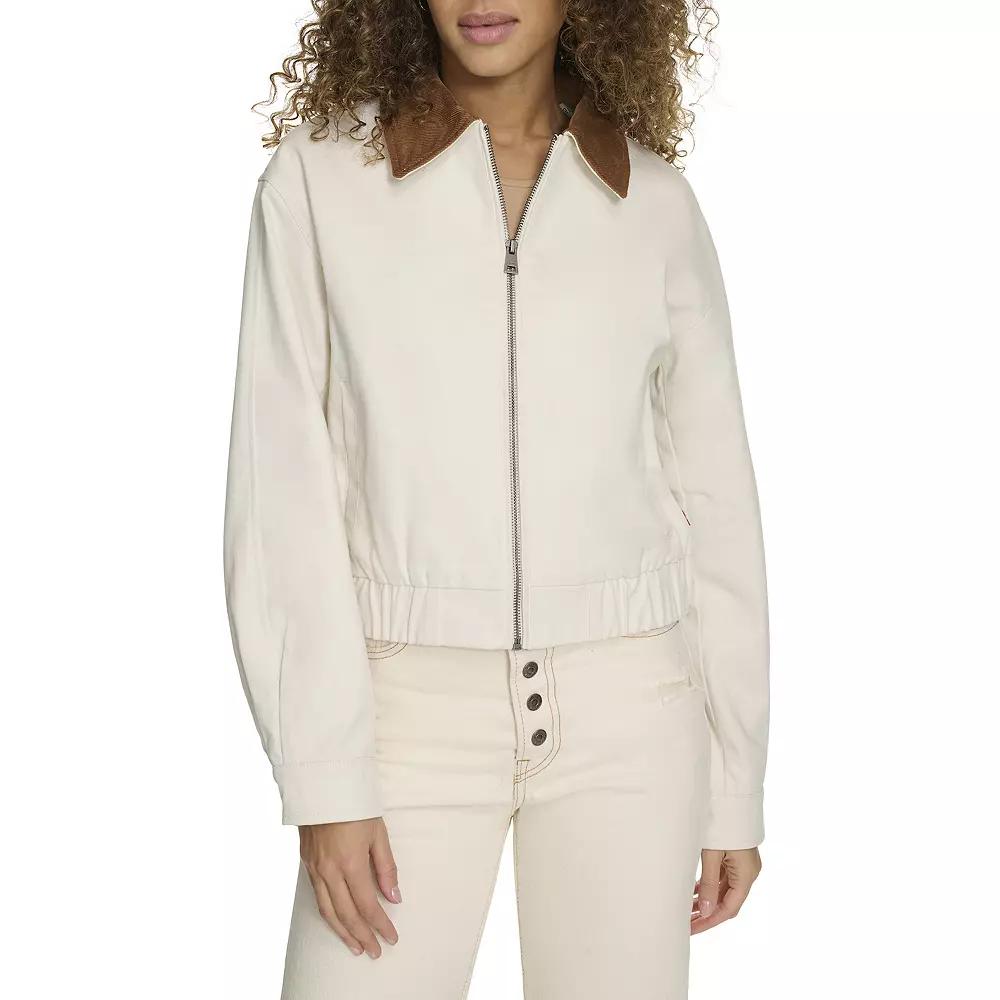 Women's Levi's® Corduroy Collar Shrunken Bomber Jacket, Size: Small, Egret Product Image