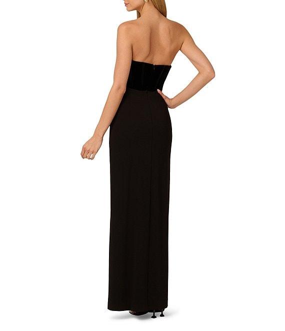 Adrianna by Adrianna Papell Velvet Strapless Jersey Knit Skirt High Sheath Gown Product Image