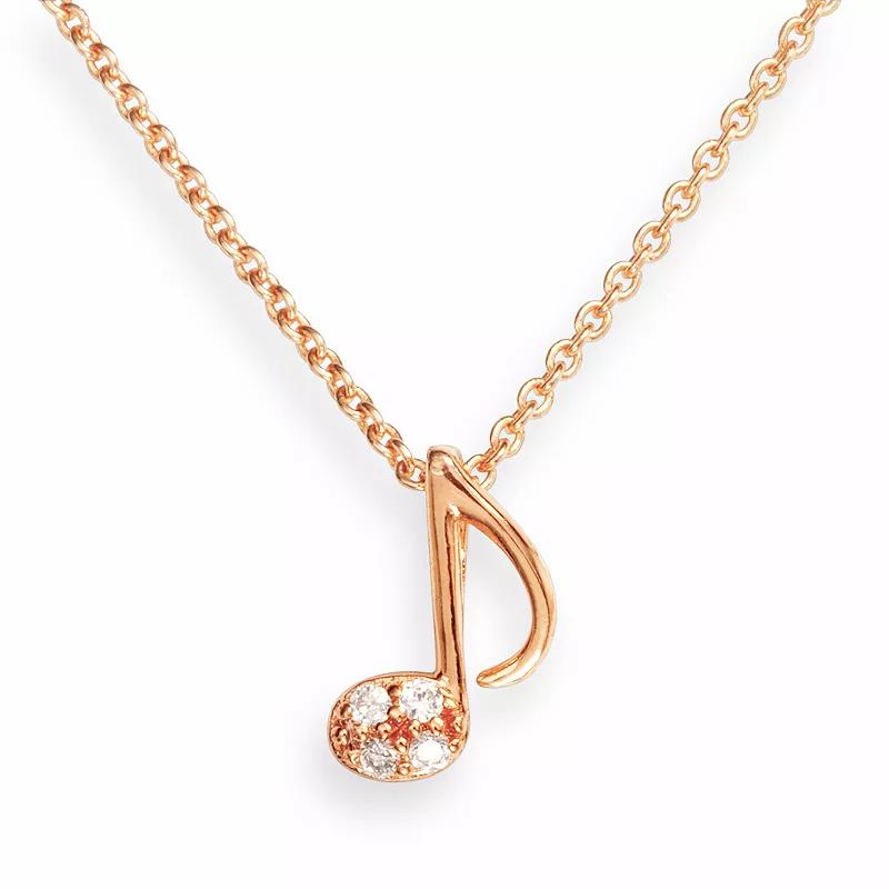 Sophie Miller 14k Gold Over Silver Cubic Zirconia Music Note Pendant, Women's, Size: 16", White Product Image