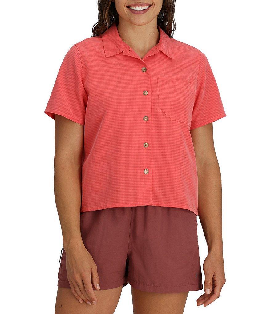 Royal Robbins Women's Desert Pucker Point Collar Short Sleeve Button Front Boxy Top Product Image
