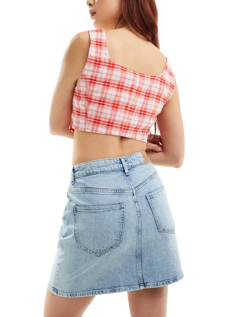 Vero Moda Tessa mini skirt in light blue denim Product Image