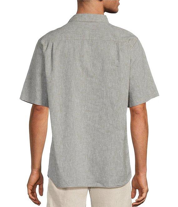 Caribbean Big & Tall Solid Short Sleeve Linen Blend Woven Shirt Product Image