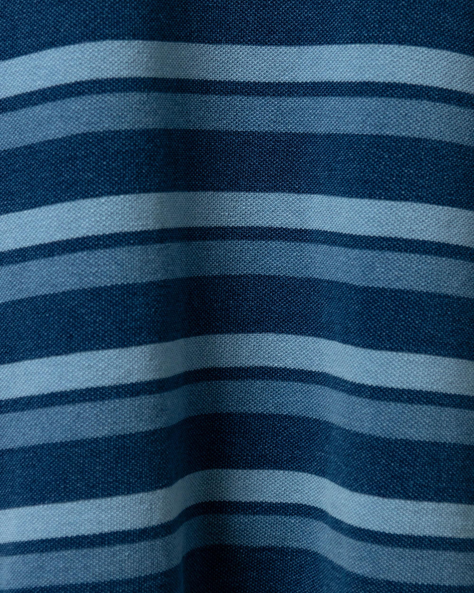 Long Sleeve Indigo Pique Polo in Blue Multi Product Image