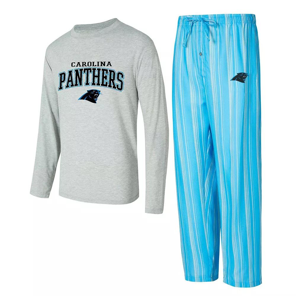Men's Concepts Sport Carolina Panthers Petition Long Sleeve T-Shirt & Pants Sleep Set, Size: XL, Blue Product Image
