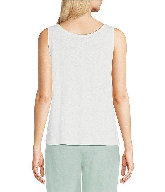 Eileen Fisher Texture Organic Linen Knit Scoop Neck Sleeveless Tank Product Image