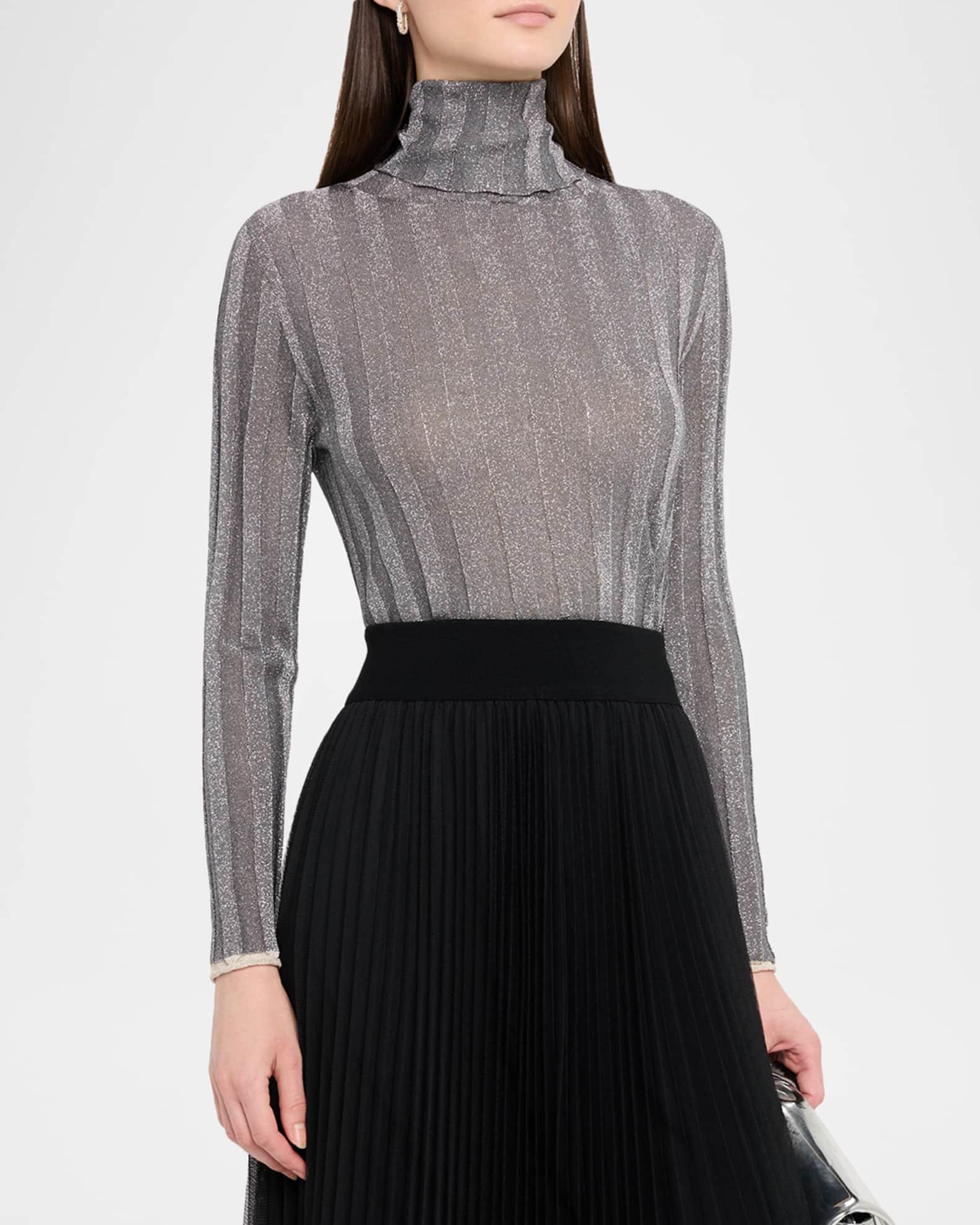Shimmer Rib Knit Turtleneck Sweater Product Image