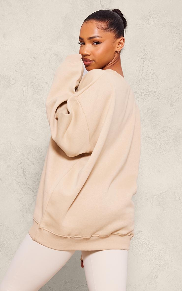 Sand Oversized Plain Fit Sweatshirt Product Image