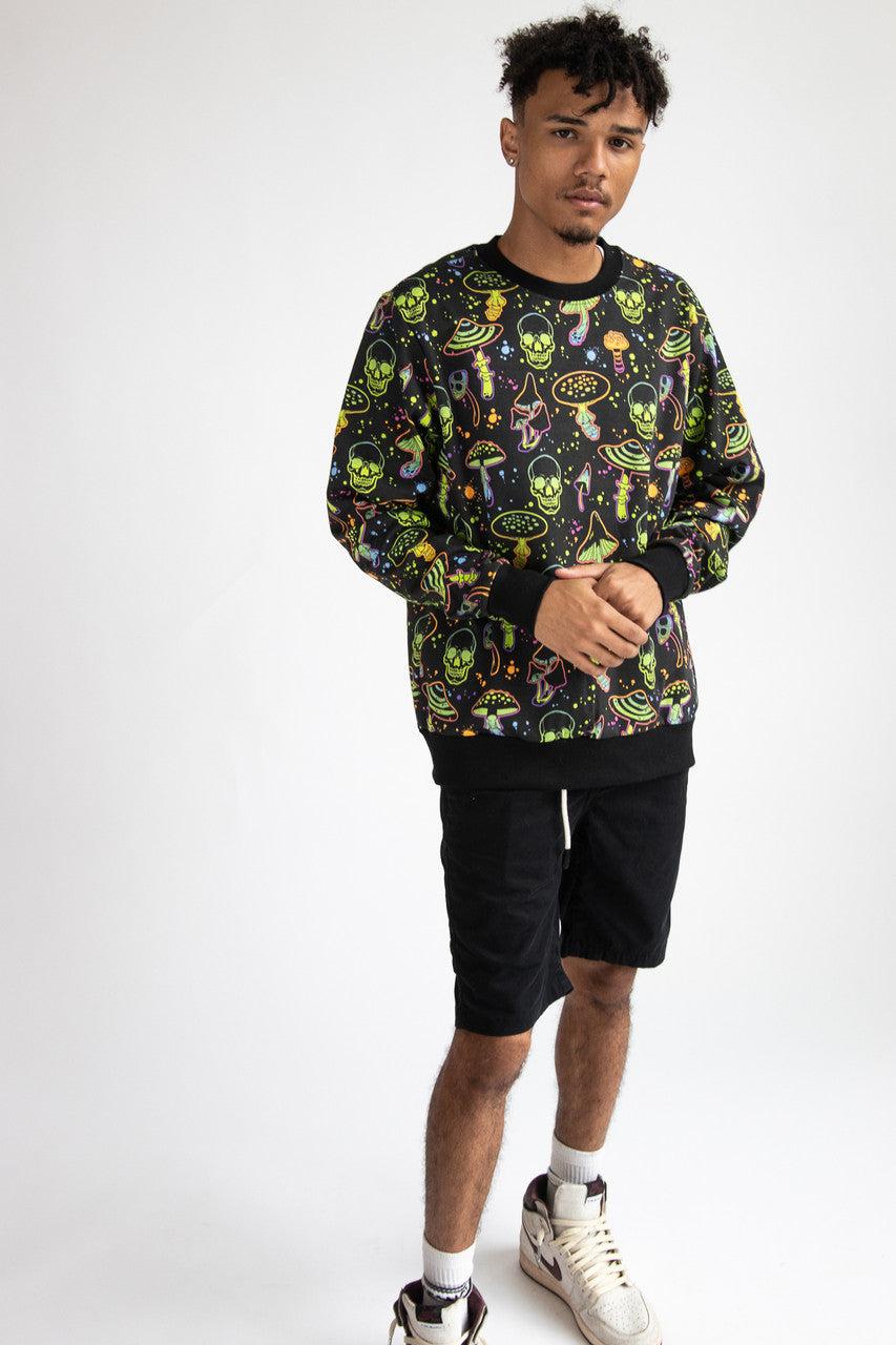 Neon Mushrooms & Skulls Sweatshirt Product Image