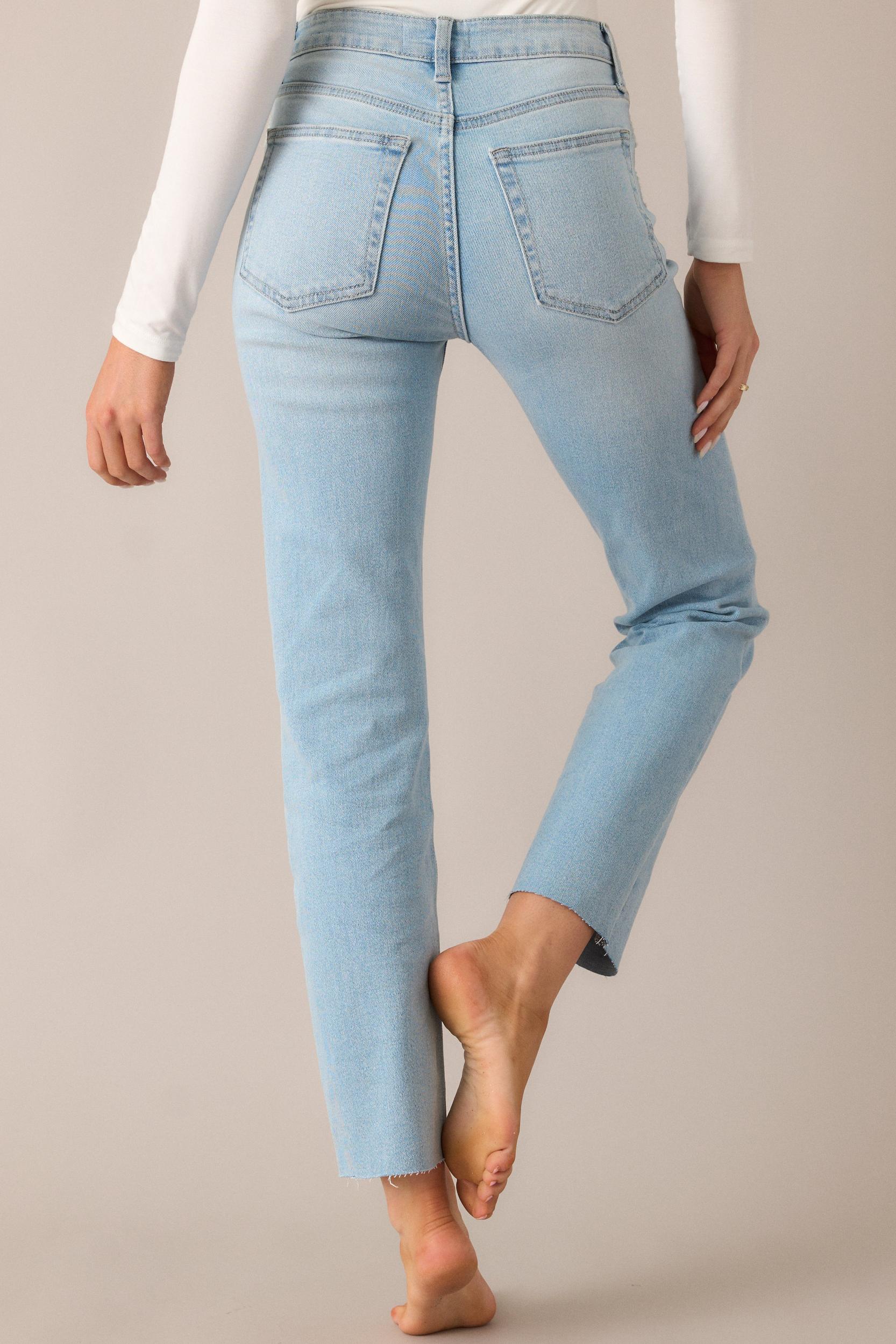 High Standards Light Wash Cropped Straight Jeans Product Image