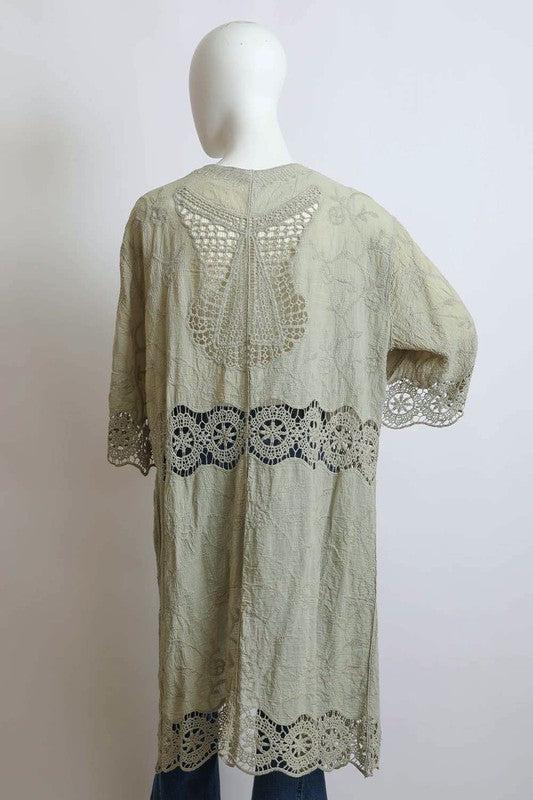 Crochet Open Patch Longline Kimono Product Image