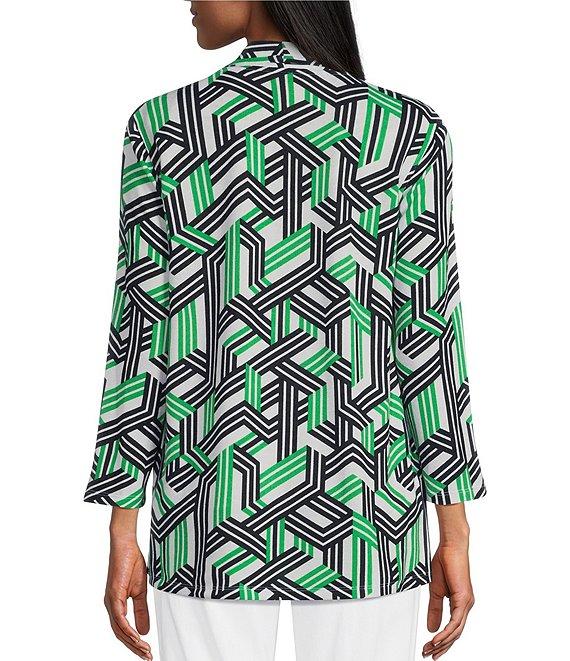 Multiples Knit Stripe Multi Long Sleeve Open-Front Matching Tank Top Set Product Image