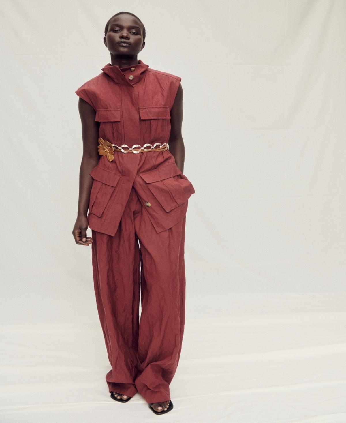 Wide-leg suit trousers with a creased effect - Women | MANGO USA Product Image