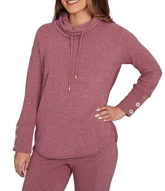 Ruby Rd. Petite Size Knit Cowl Neck Long Sleeve Cozy Top Product Image