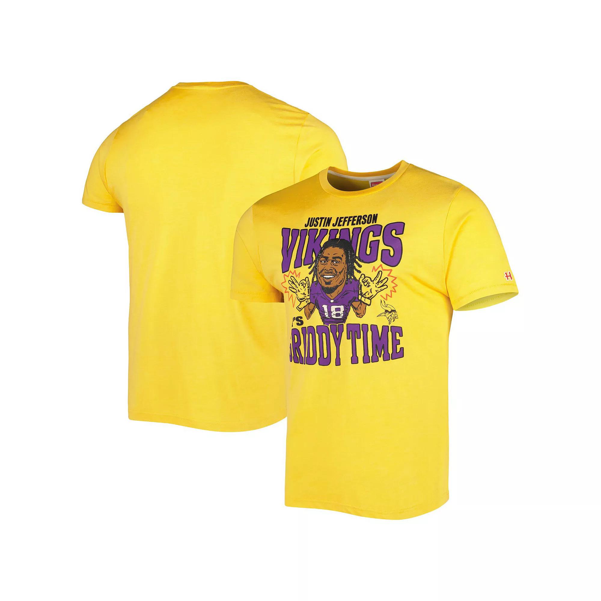 Men's Homage Justin Jefferson Gold Minnesota Vikings Caricature Player Tri-Blend T-Shirt, Size: Large Product Image