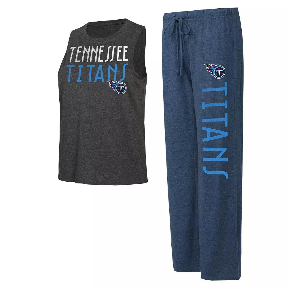 Women's Concepts Sport Navy/Charcoal Tennessee Titans Muscle Tank Top & Pants Lounge Set,  Product Image