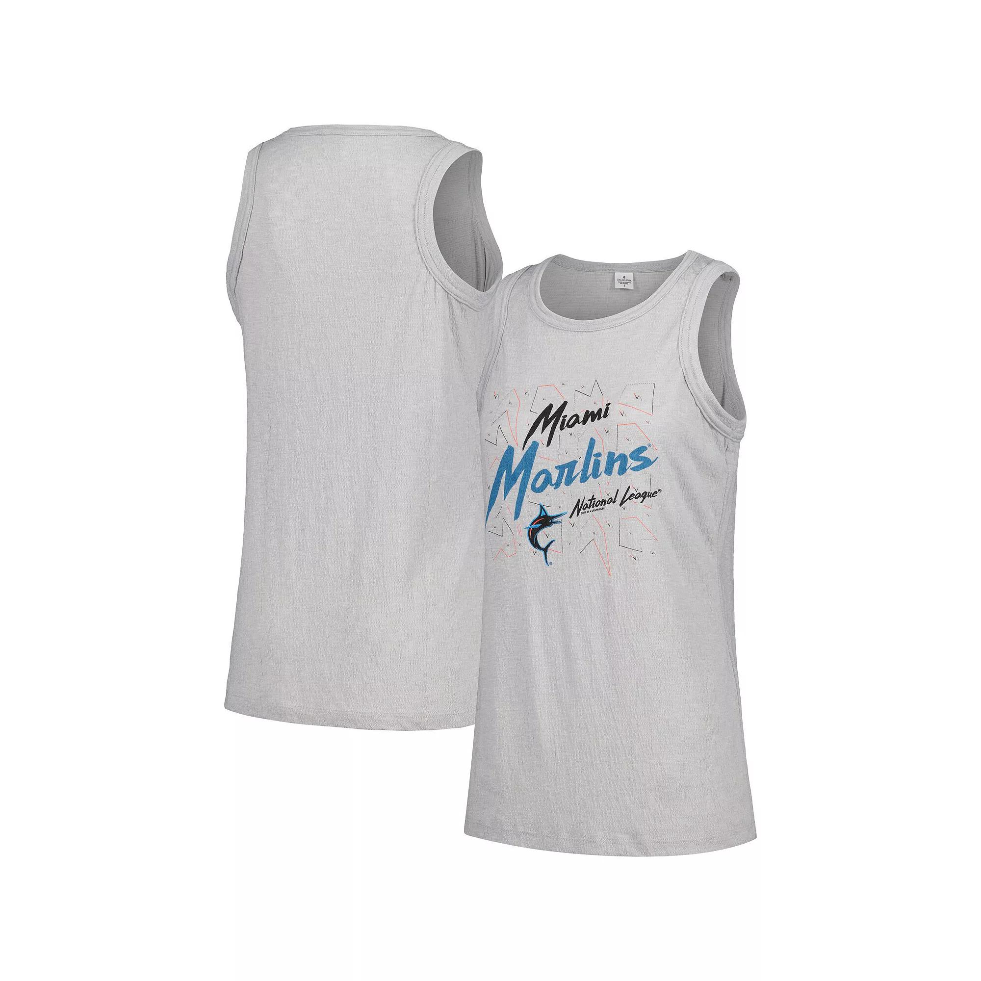 Women's Soft as a Grape Gray Miami Marlins Gauze High Neck Tank Top,  Product Image