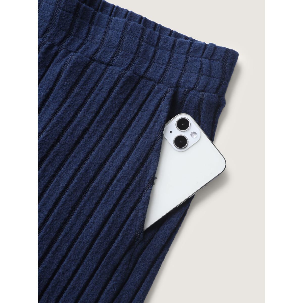 Plus Size Stretchy Pit Strip Solid Loungewear Set Women DarkSlateGray Texture Short sleeve Round Neck Leisure Loungewear Sets BloomChic 18-20/2X Product Image