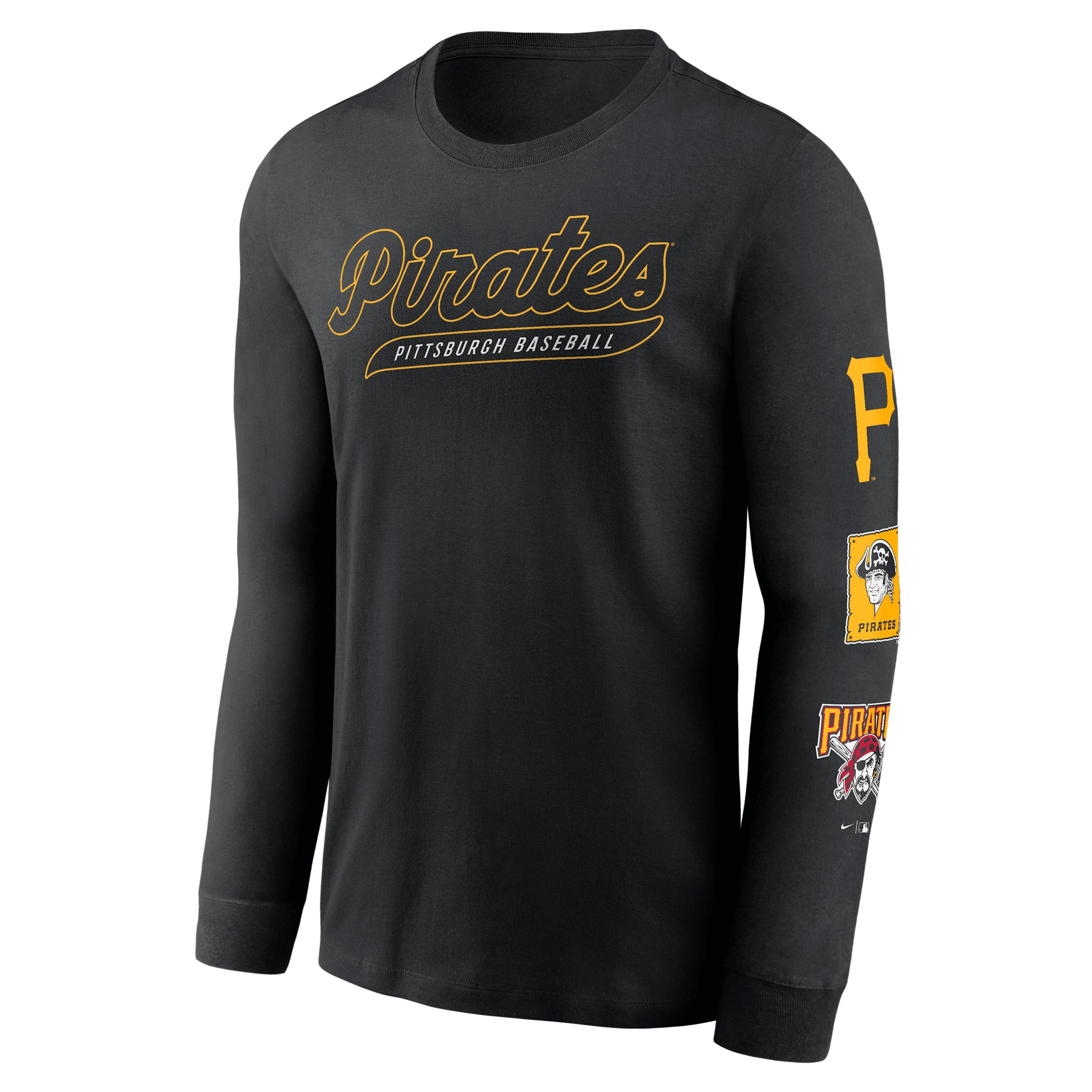 Men's Nike Black Pittsburgh Pirates Cooperstown Collection Knockout Long Sleeve T-Shirt,  Product Image