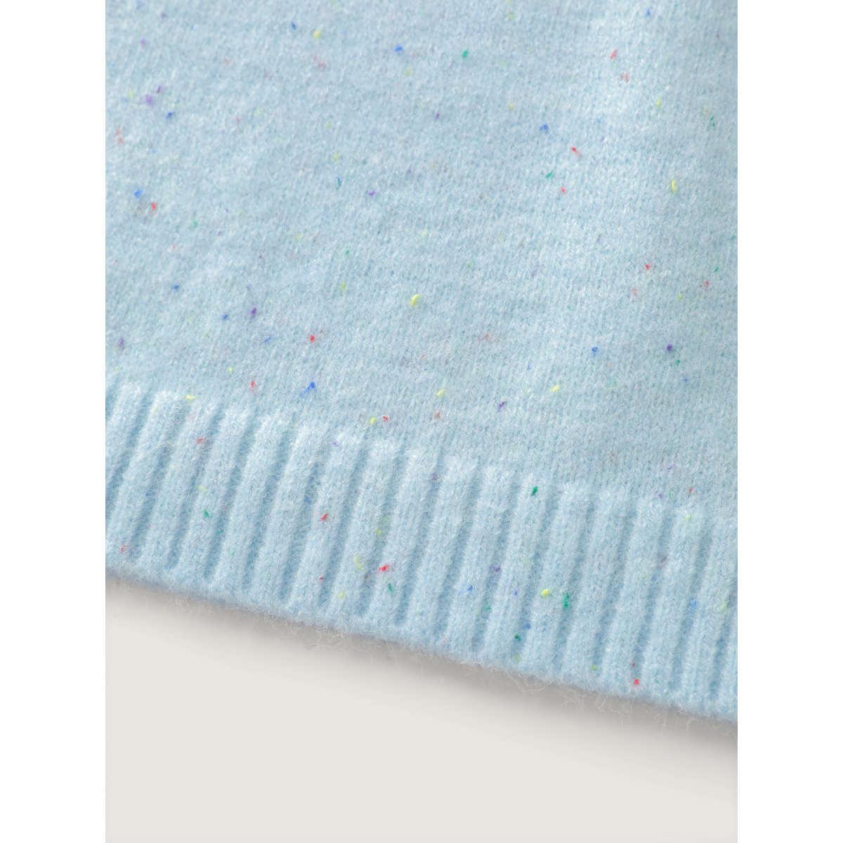 Plus Size Textured Color Stripe Curvy Hem Pullover LightBlue Women Leisure Loose Long Sleeve Round Neck Casual Pullovers BloomChic 12/L Product Image