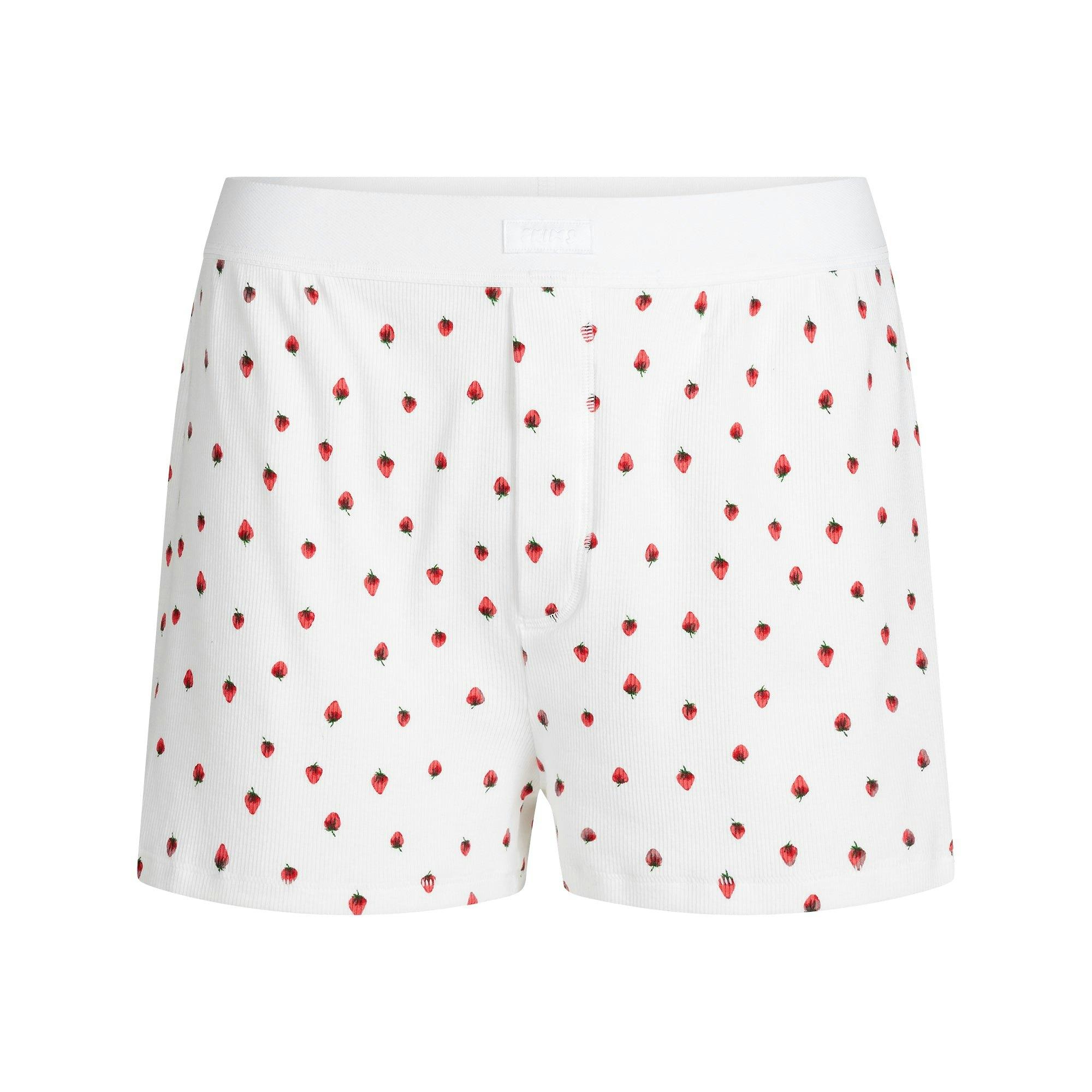 COTTON RIB LOOSE BOXER | SNOW STRAWBERRY PRINT Product Image