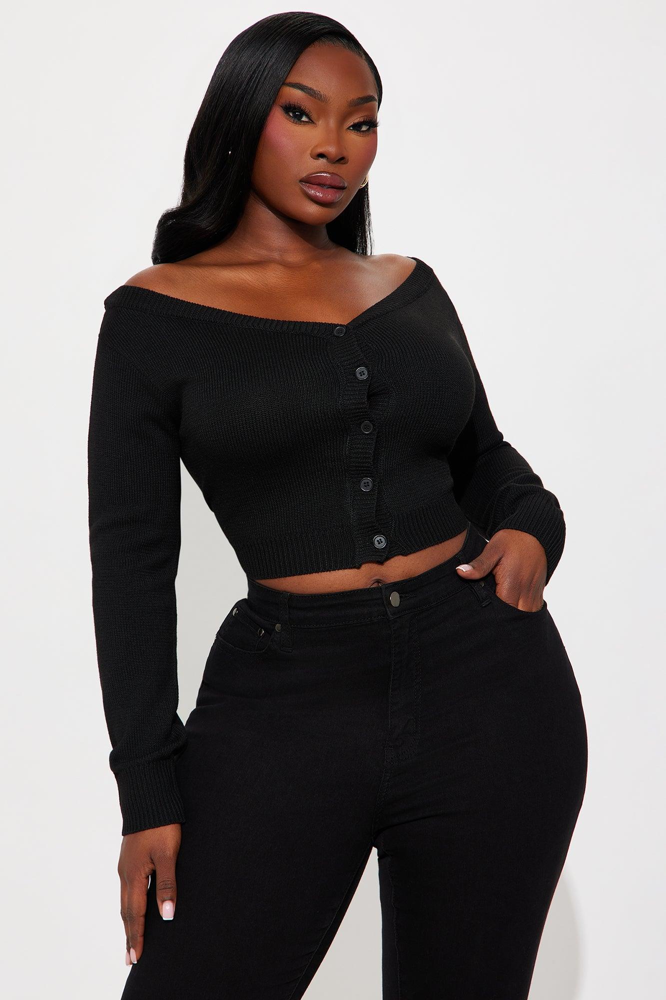All I've Got Boat Neck Cardigan - Black Female Product Image