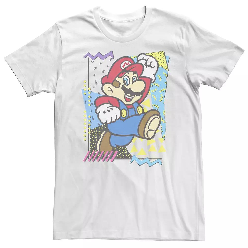 Big & Tall Nintendo Mario '90's Abstract Portrait Tee, Men's, Size: 3XL Tall, White Product Image