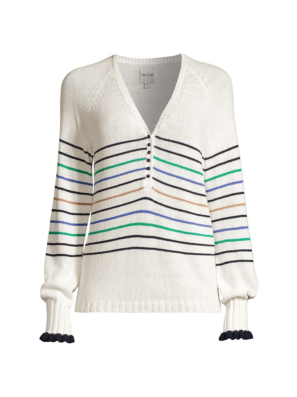 Womens Maritime Striped V-Neck Sweater Product Image
