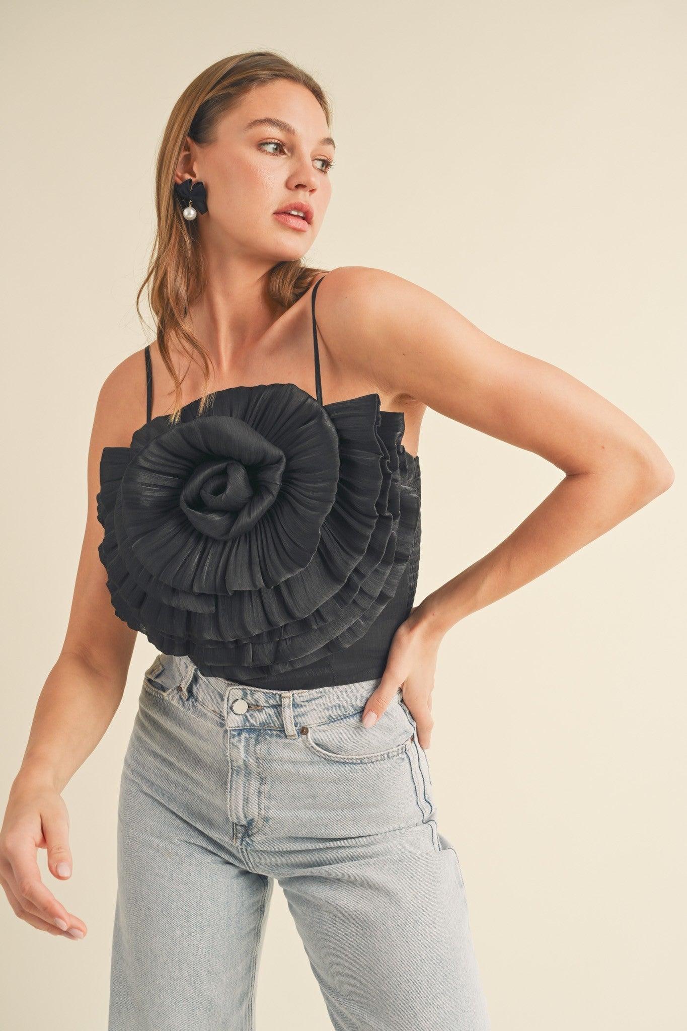 Rosette Satin Crop Top Product Image