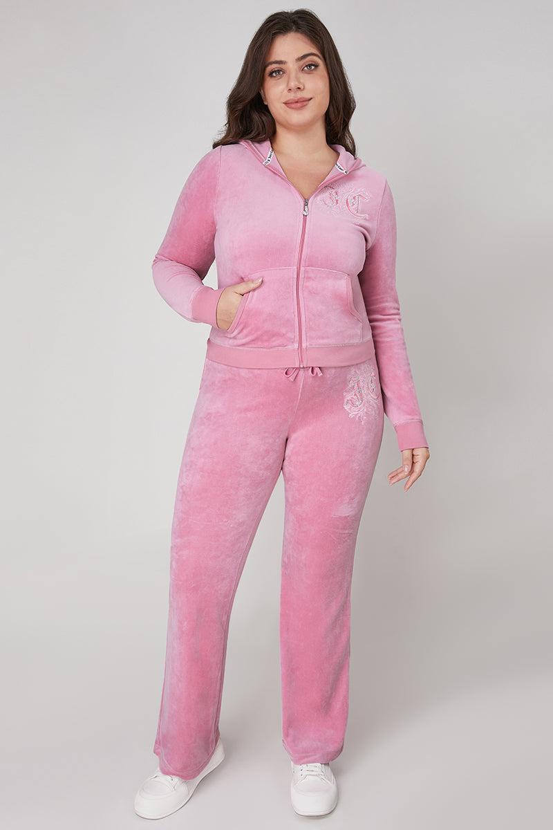 Plus-Size Monogram Heritage Cotton Velour Track Pants Product Image