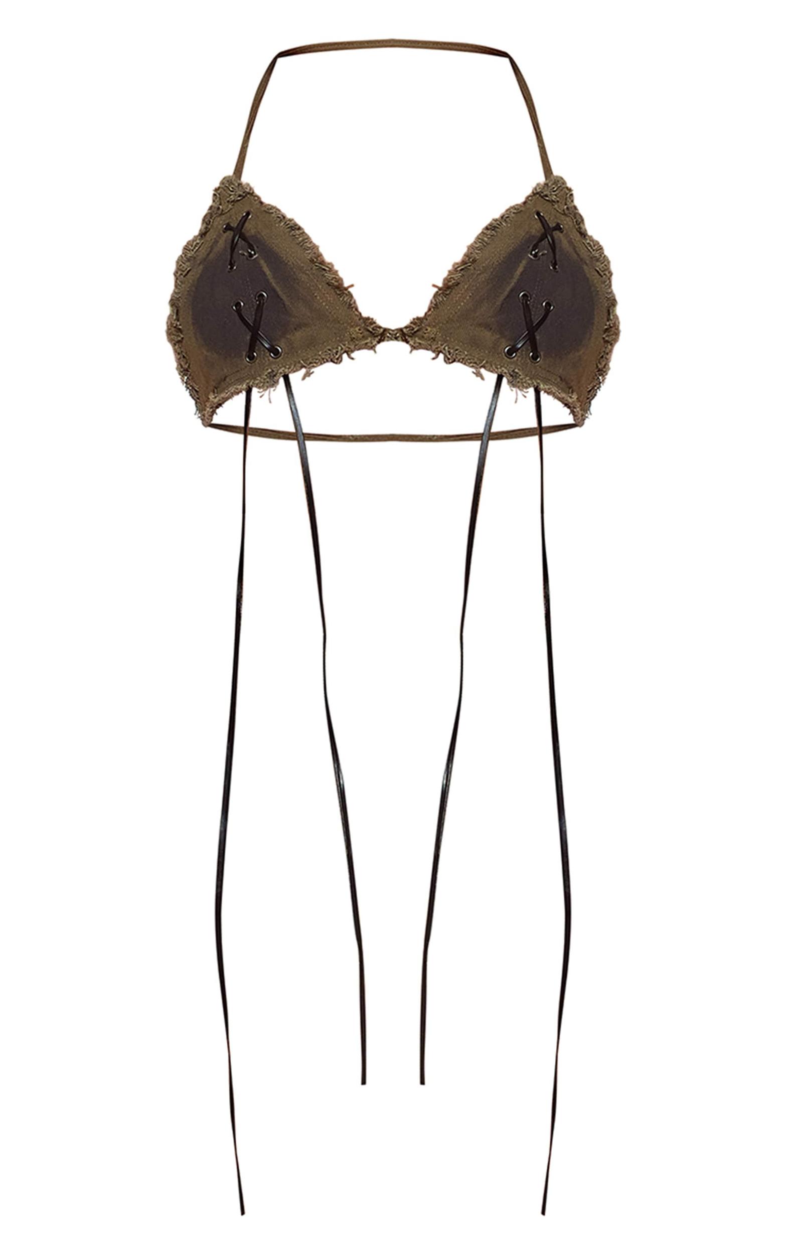 Washed Green Lace Up Bralet Product Image