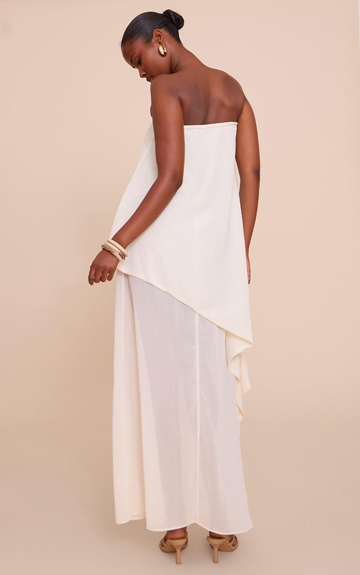 Butter Cream Chiffon Bandeau Overlay Maxi Dress Product Image
