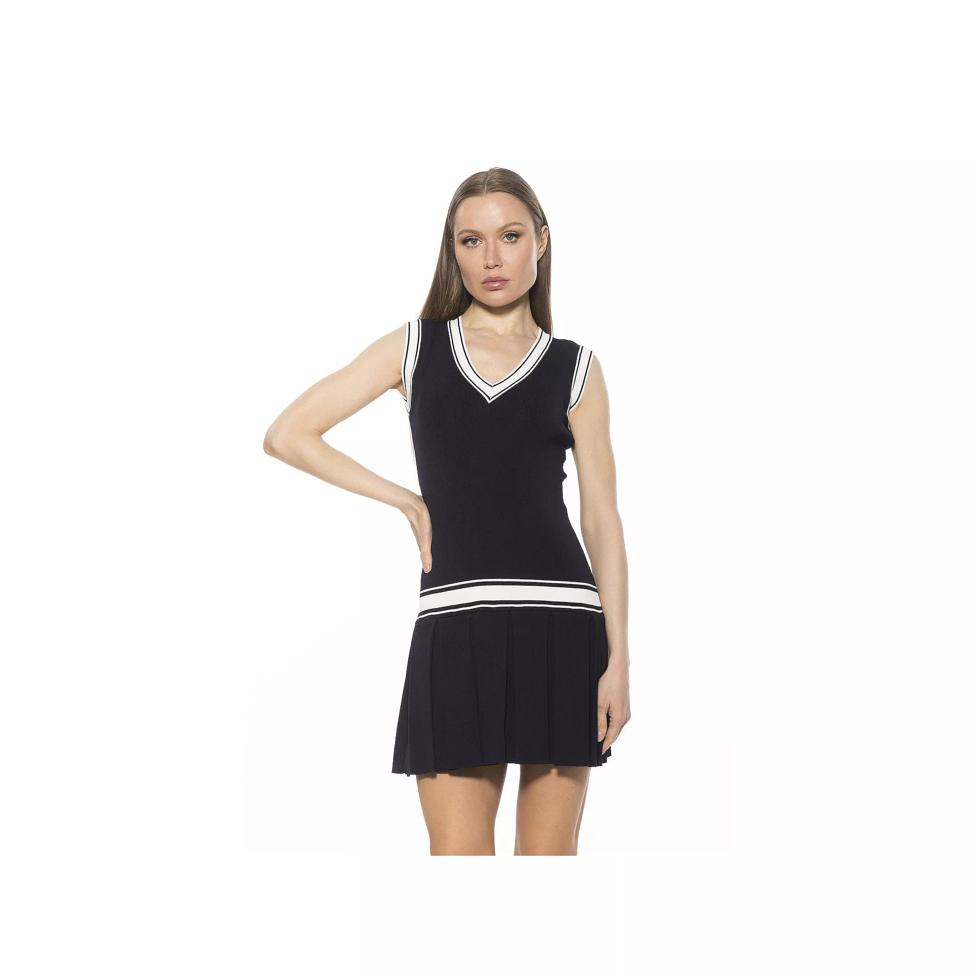 Women's ALEXIA ADMOR Venus V-Neck Dropped Waist Knit Tennis Dress,  Product Image