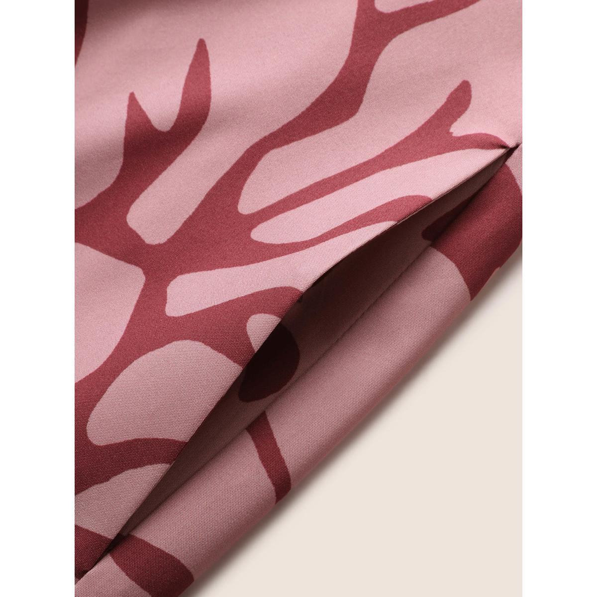 Plus Size Silhouette Floral Print Frill Trim Cami Dress DustyPink Women Resort Gathered V-neck Sleeveless Curvy BloomChic 22-24/3X Product Image