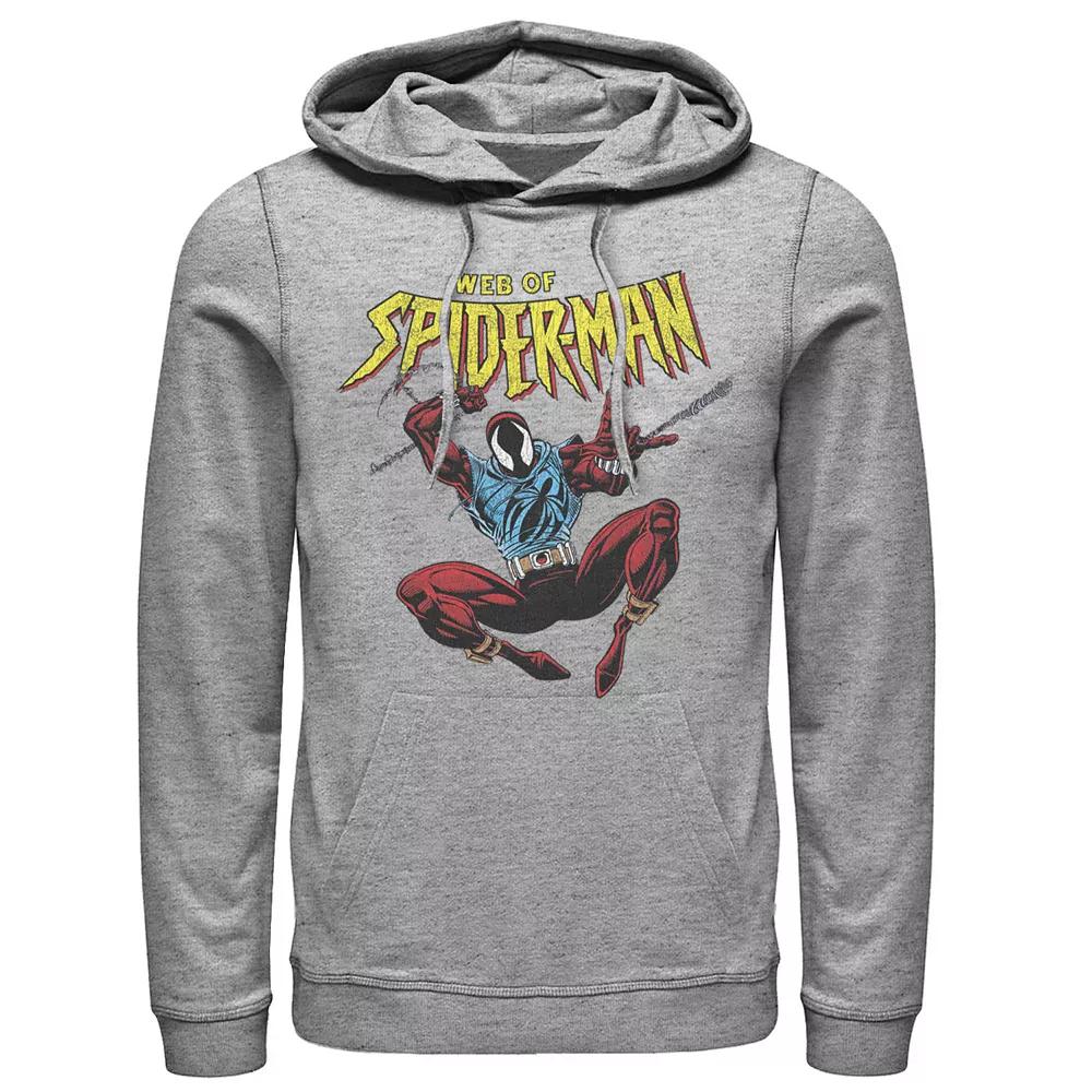 Men's Marvel Spider-Man Web Of Spider-Man Portrait Hoodie, Size: Small, Athletic Grey Product Image