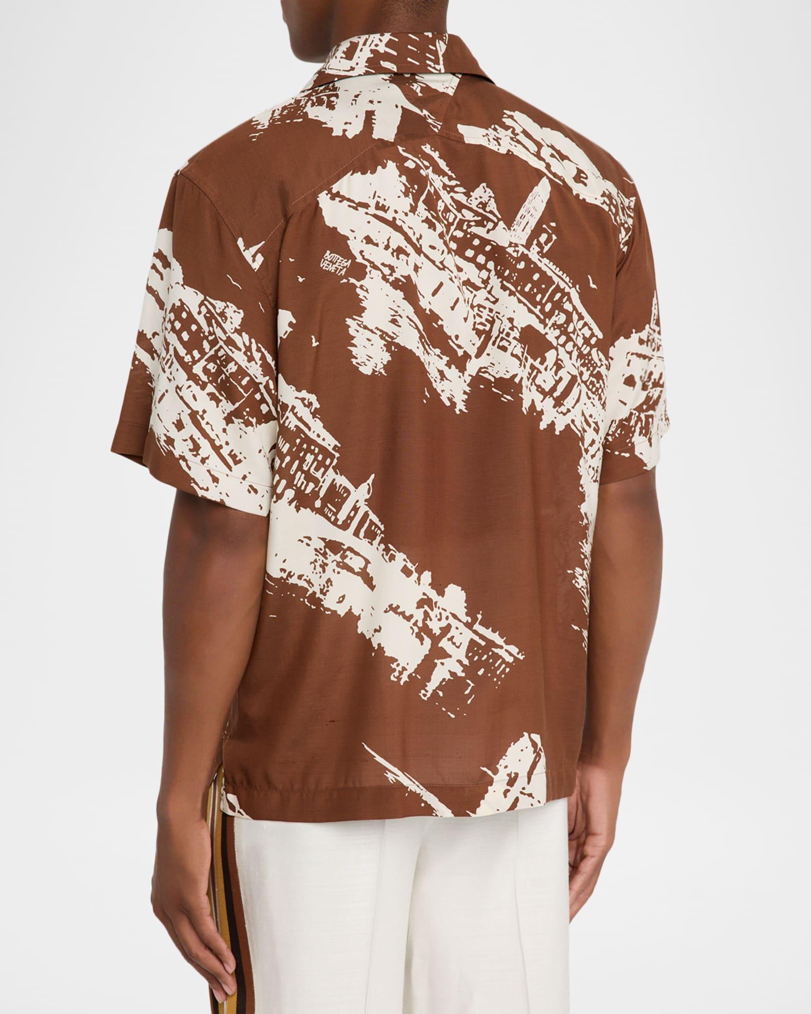 Men's Italian Postcard Silk Short-Sleeve Shirt Product Image