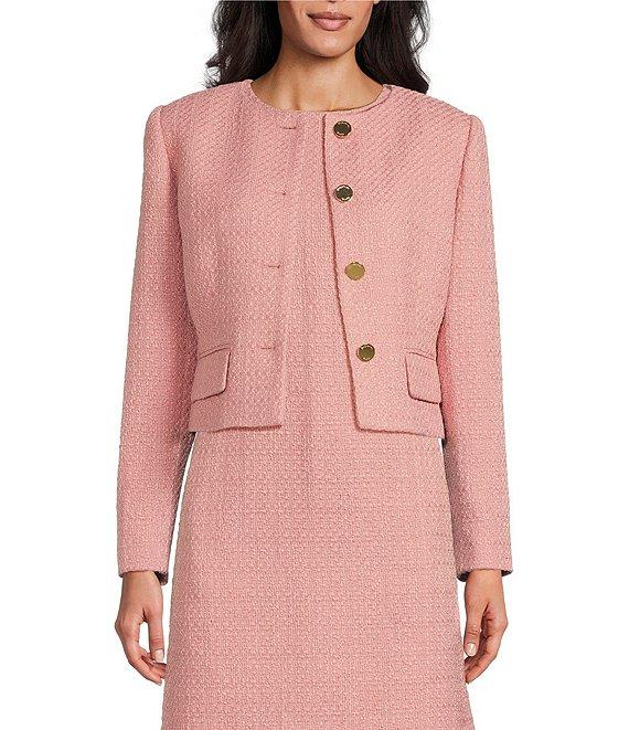 Preston & York Margaret Tweed Round Neckline Long Sleeve Jacket Product Image