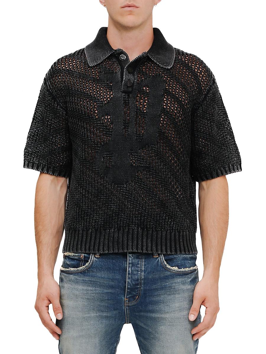 Men's Acid Wash Polo Sweater Product Image